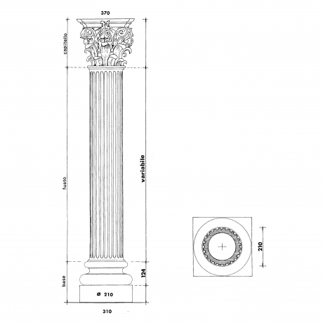 Composite capital with fluted shaft