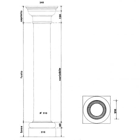 Tuscan capital with cylindrical shaft